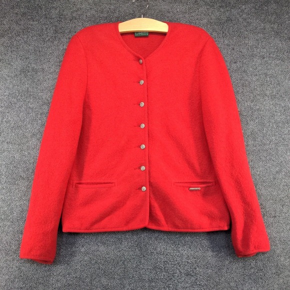 Geiger Collections Women's Button-Up Cardigan Sweater Red Size 42 Vintage - Picture 2 of 16